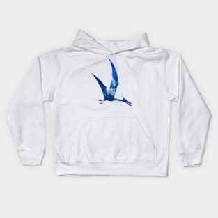 Blue Pteranodon Watercolor Painting Kids Hoodie